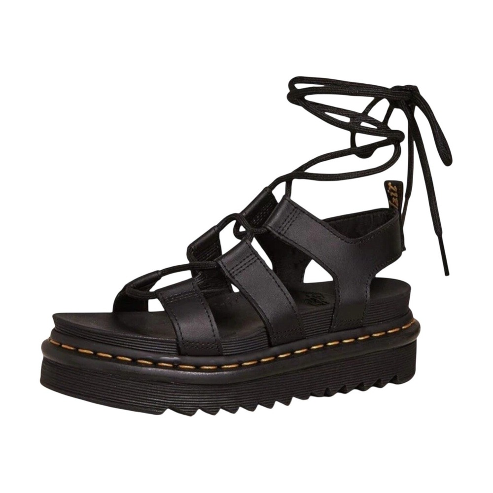 Dr. Martens Women's Black Nartilla Gladiator Platform Sandals with Laces